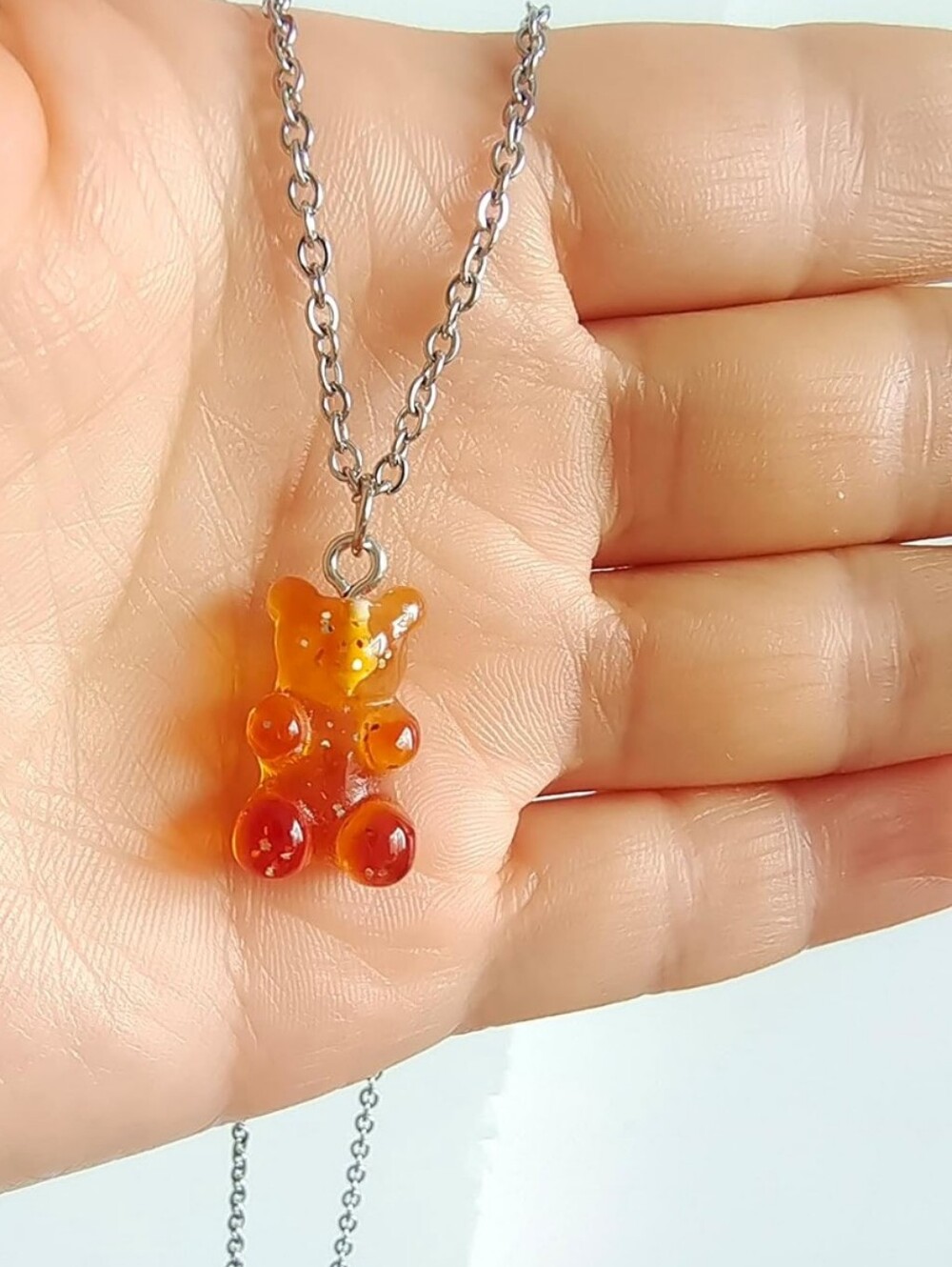 Orange Gummy Bear Pendant Necklace - Women's Jewelry
